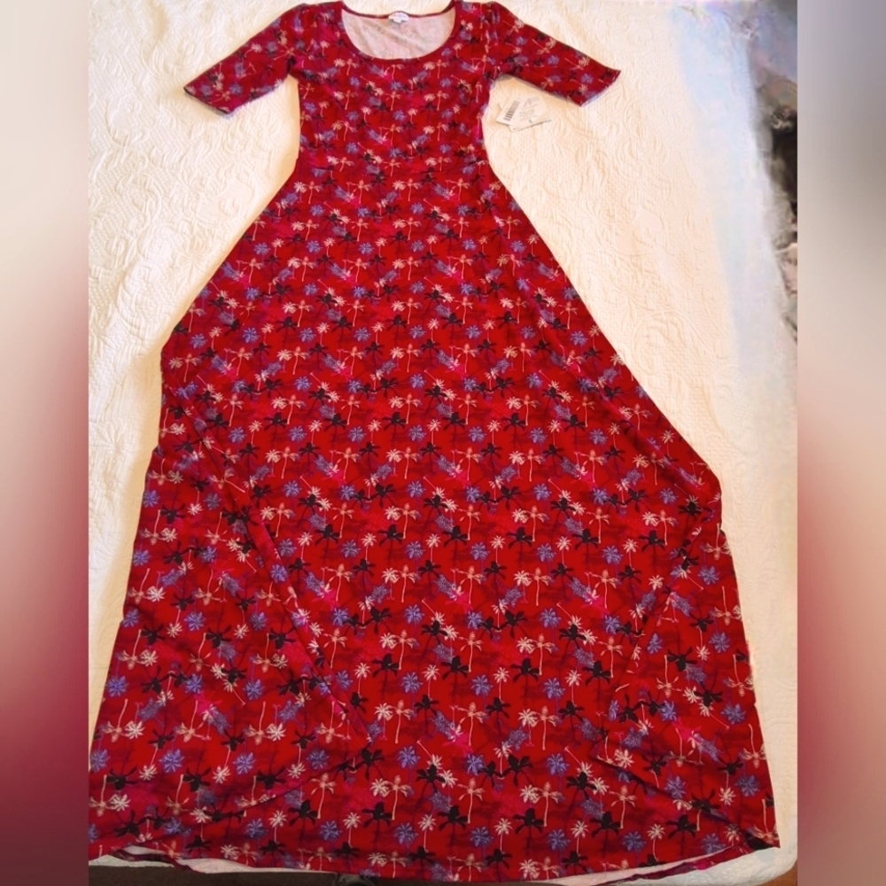 LuLaRoe women's Size Small red palm tree maxi dress Ana Dress NWT